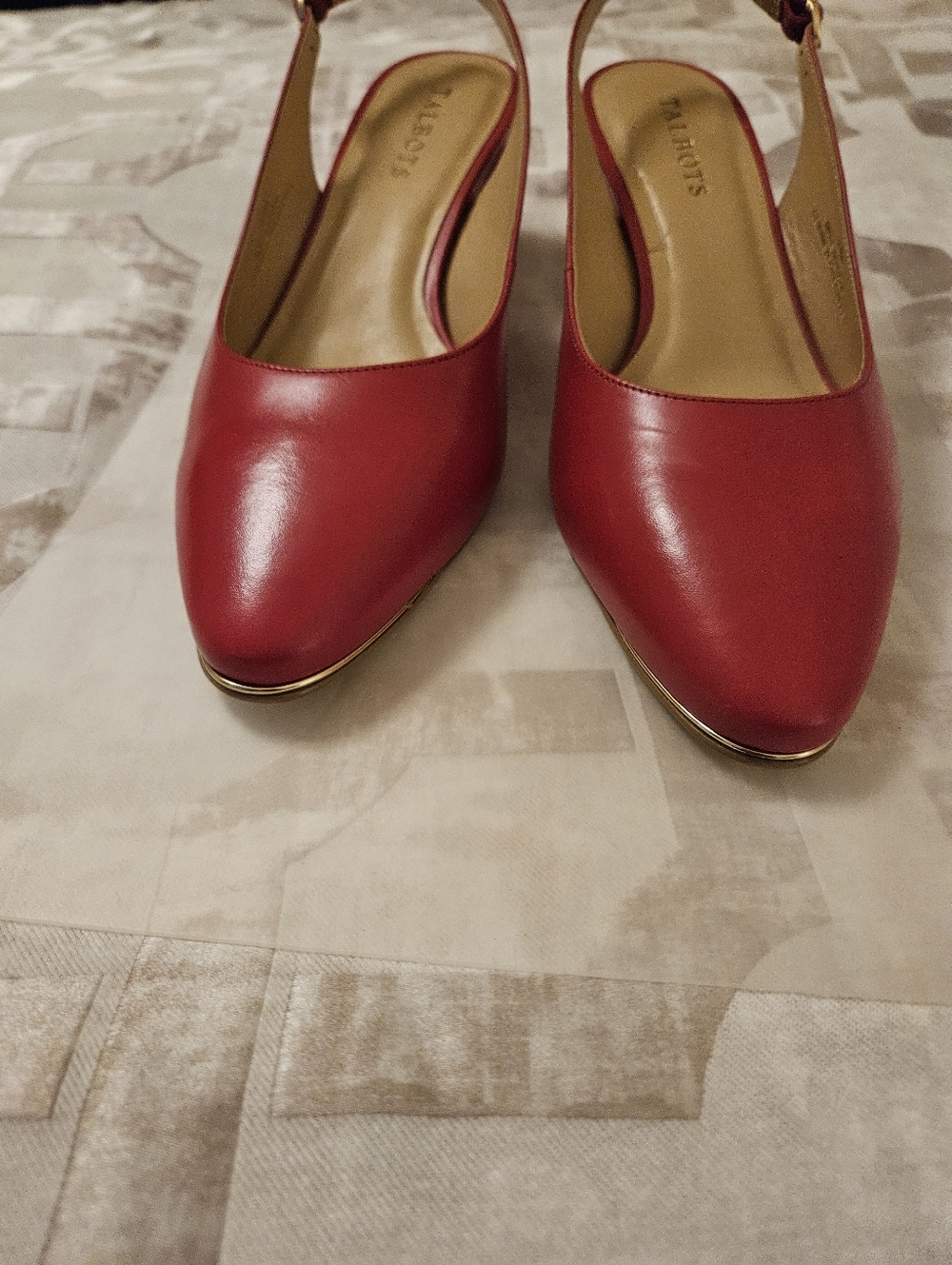 Talbots Red Slingback Pointed Toe Low Block Heels - Picture 3 of 7